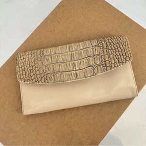 Brahmin Crocodile Embossed Vintage Medium Tan Wallet